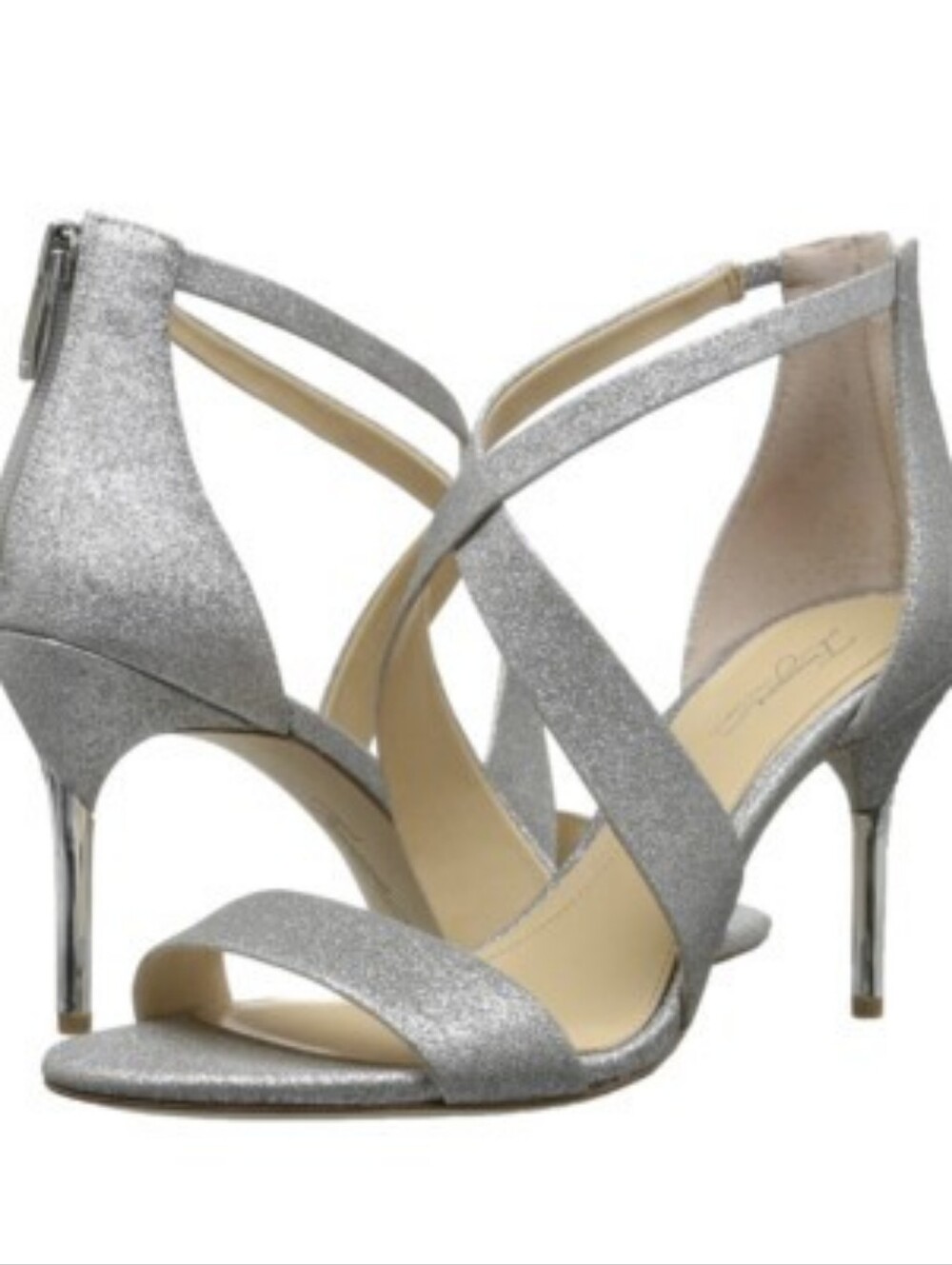 Vince Camuto Silver Glitter Strappy High Heel Sandals